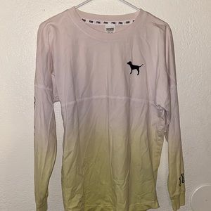 PINK Long-sleeve white-green ombré